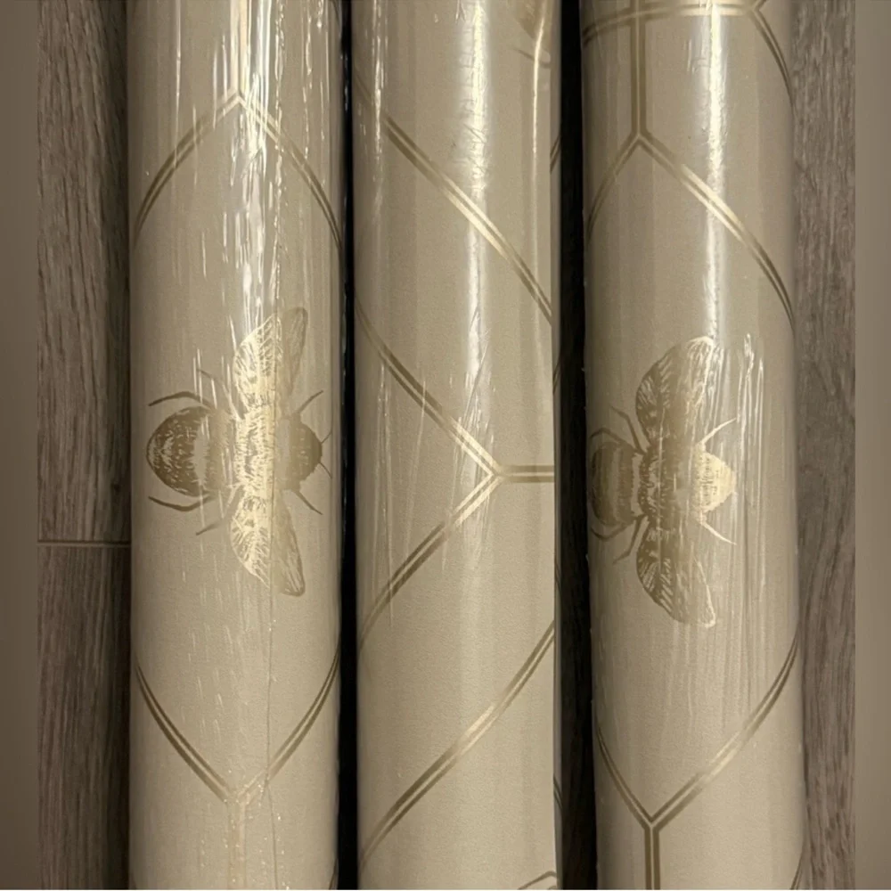 Holden Honeycomb bee green metallic wallpaper 3 rolls: 56 sq ft each